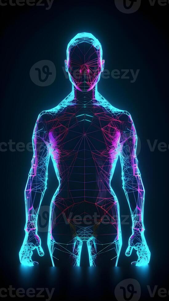 humano holograma 3d geométrico , generativo ai foto