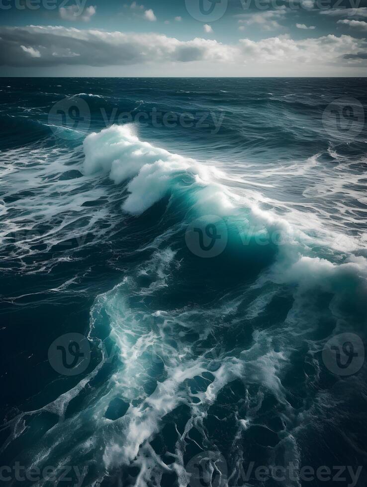 Visão ondas dentro a oceano através da zangão , generativo ai foto