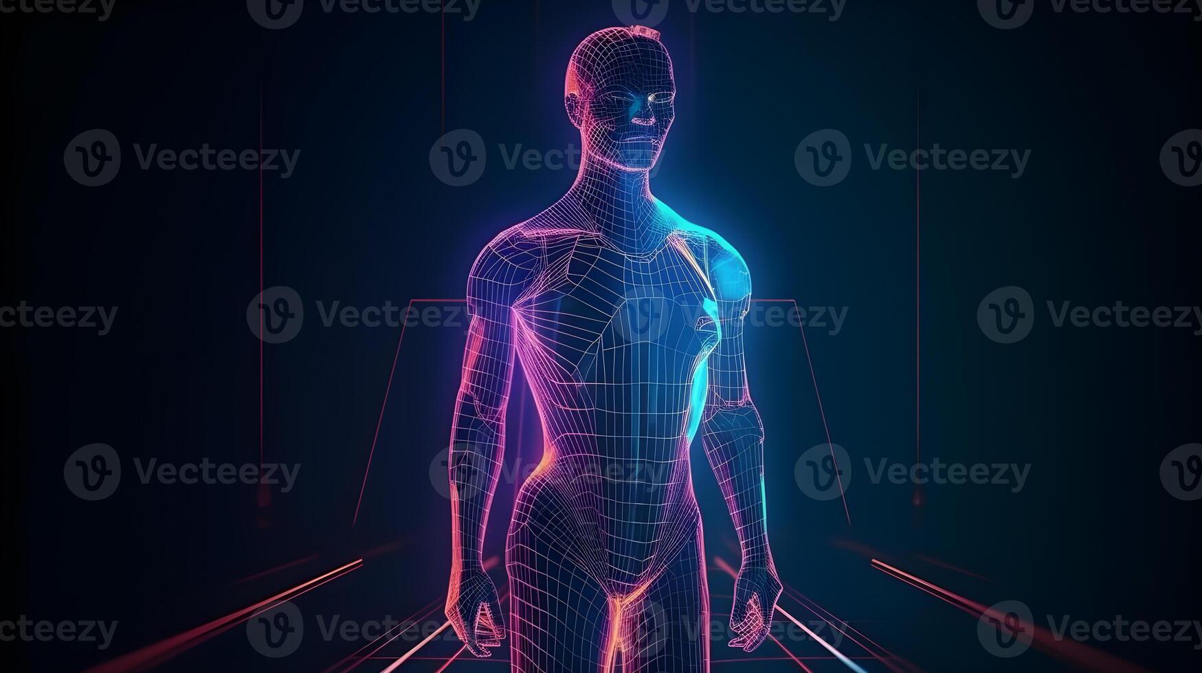 holograma humano 3d modelo ilustração , generativo ai foto