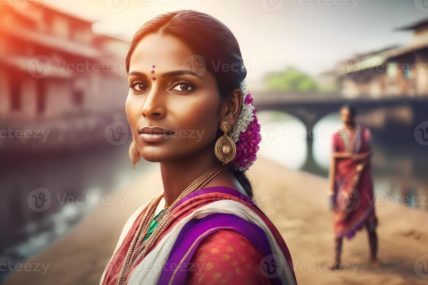 lindo indiano garota. jovem hindu mulher. neural rede ai gerado foto