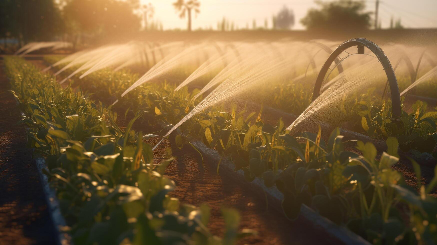 irrigação sistema dentro funcional rega do agrícola plantas ilustração ai generativo foto