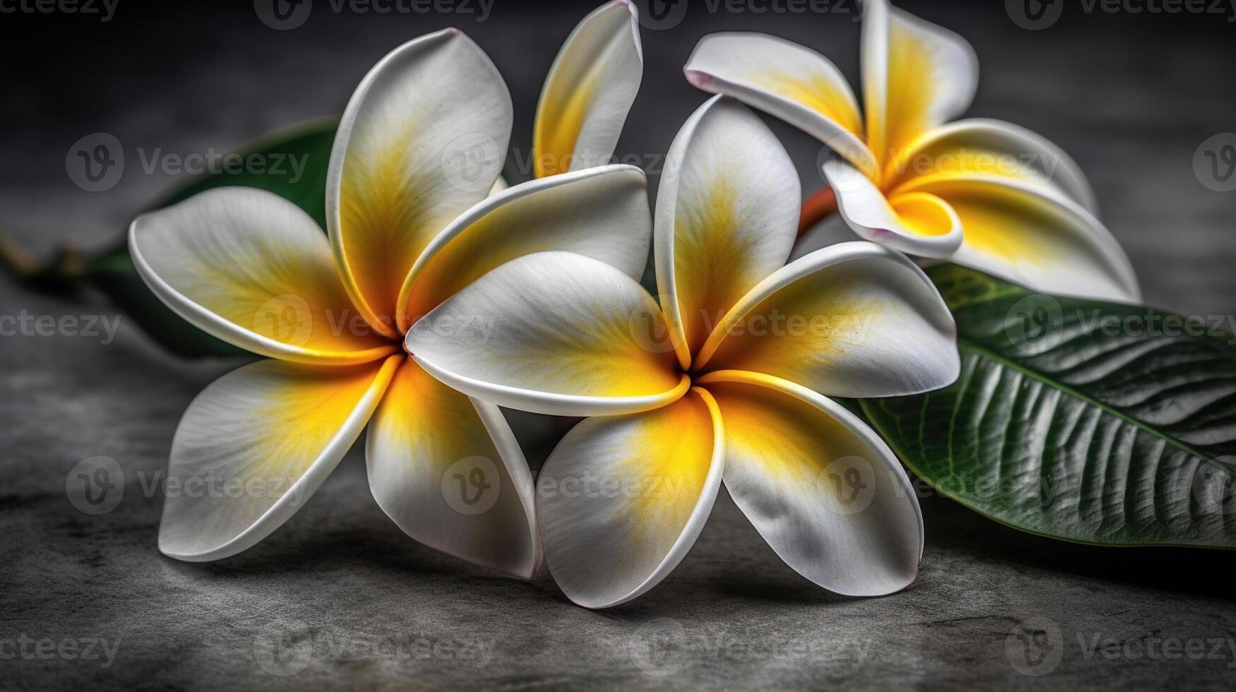 frangipani em cinzento fundo, gerado ai imagem foto