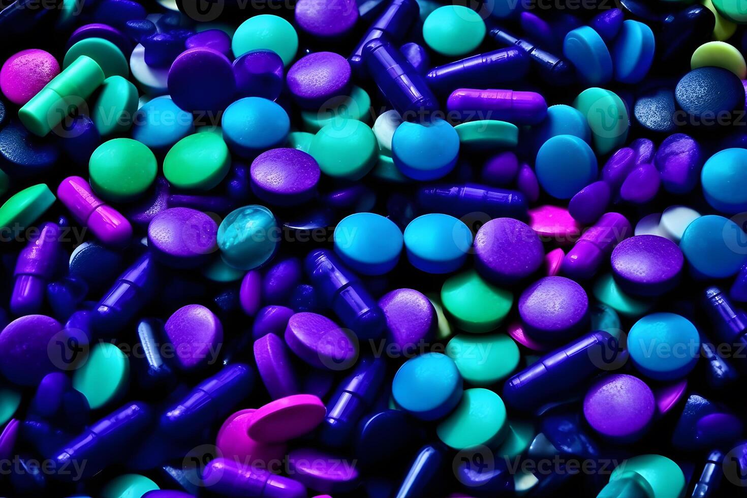 muitos multicolorido pílulas fundo. neural rede ai gerado foto