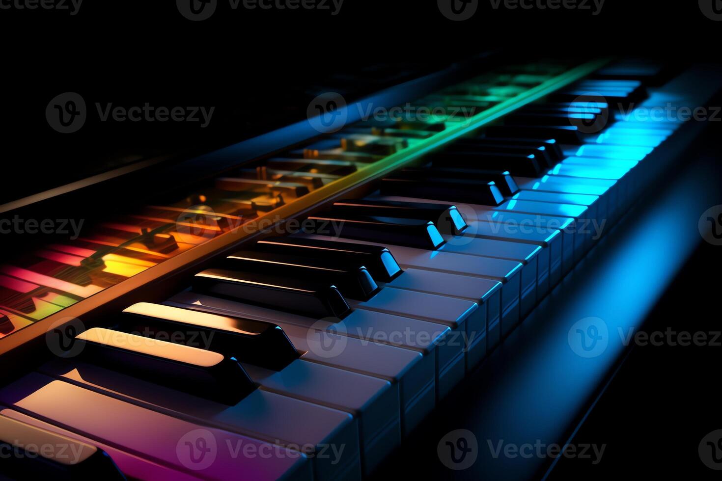 colorida piano teclado papel de parede. ai gerado foto