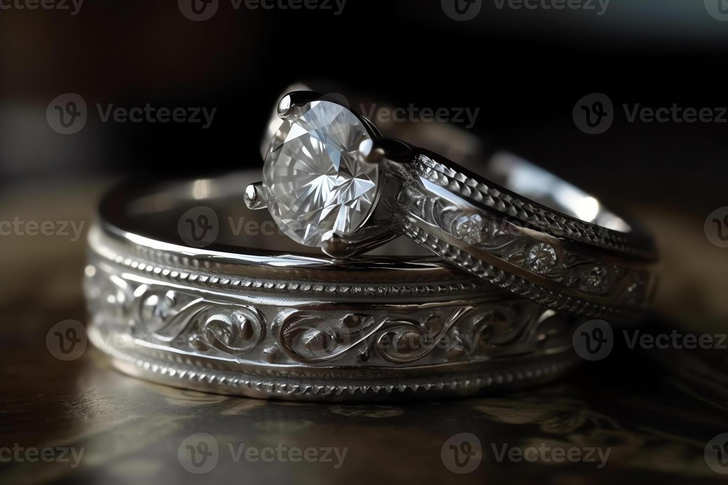 anel conjunto e toptier noivado de casamento anel. ai gerado foto