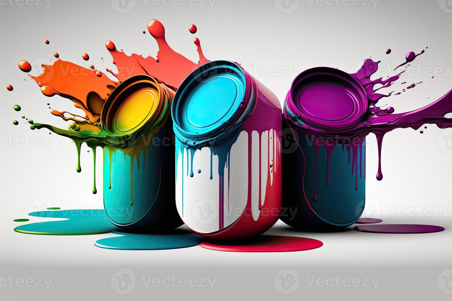 ilustração do colorida latas do pintar, branco fundo ai gerado foto