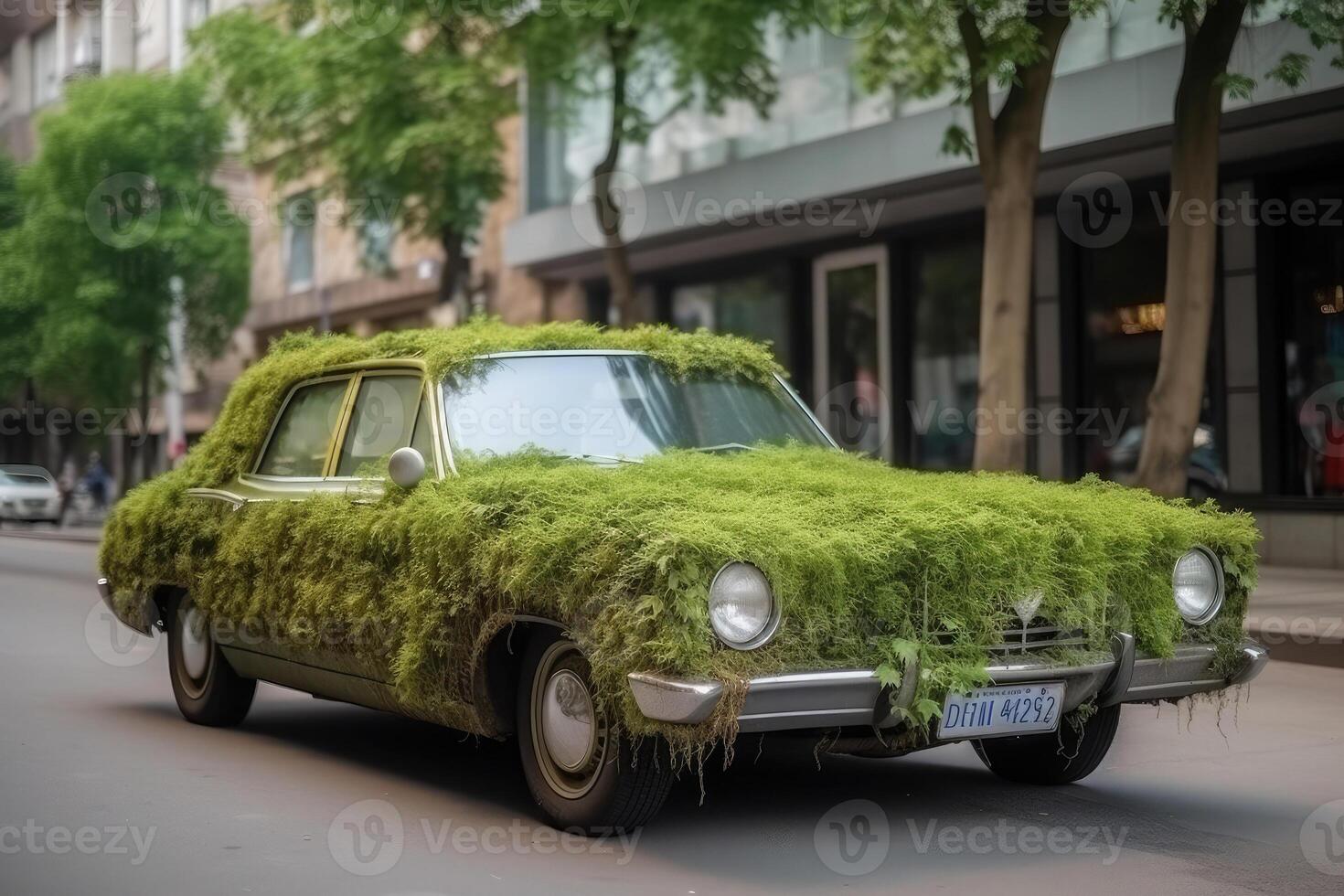 carro fez do natural verde plantas. eco amigáveis transporte. generativo ai foto