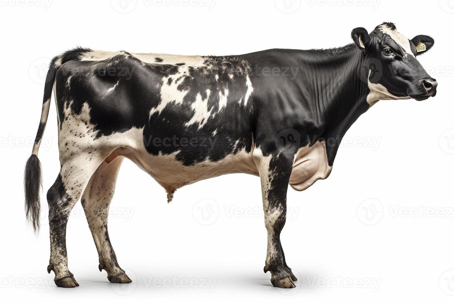 holstein vaca em branco fundo, criada com generativo ai foto