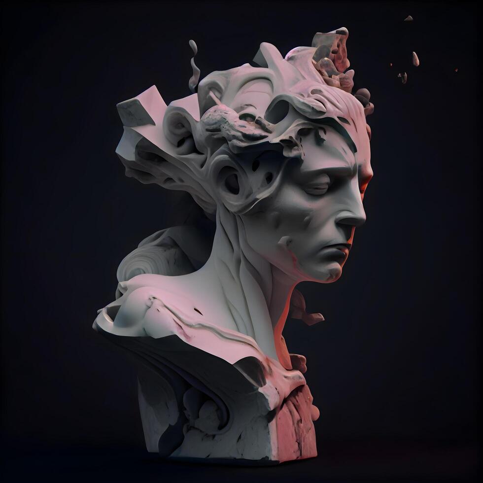 escultura do a cabeça do uma mulher. 3d Renderização, ai generativo imagem foto