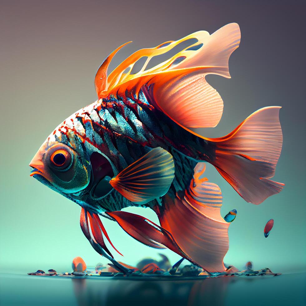 3d ilustração do uma lindo brigando peixe em uma Sombrio fundo., ai generativo imagem foto