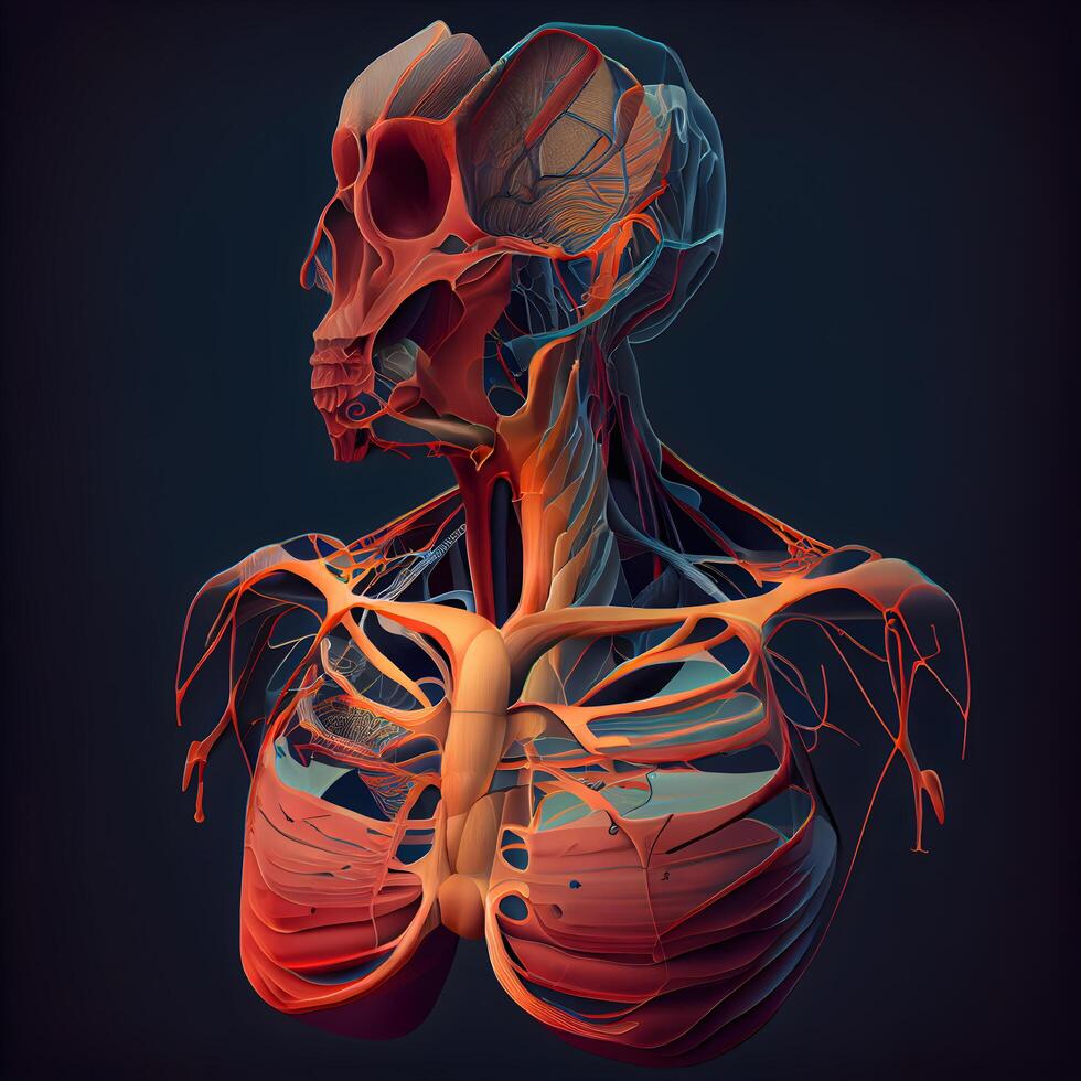 humano esqueleto anatomia. anatomia do humano corpo. 3d médico ilustração., ai generativo imagem foto