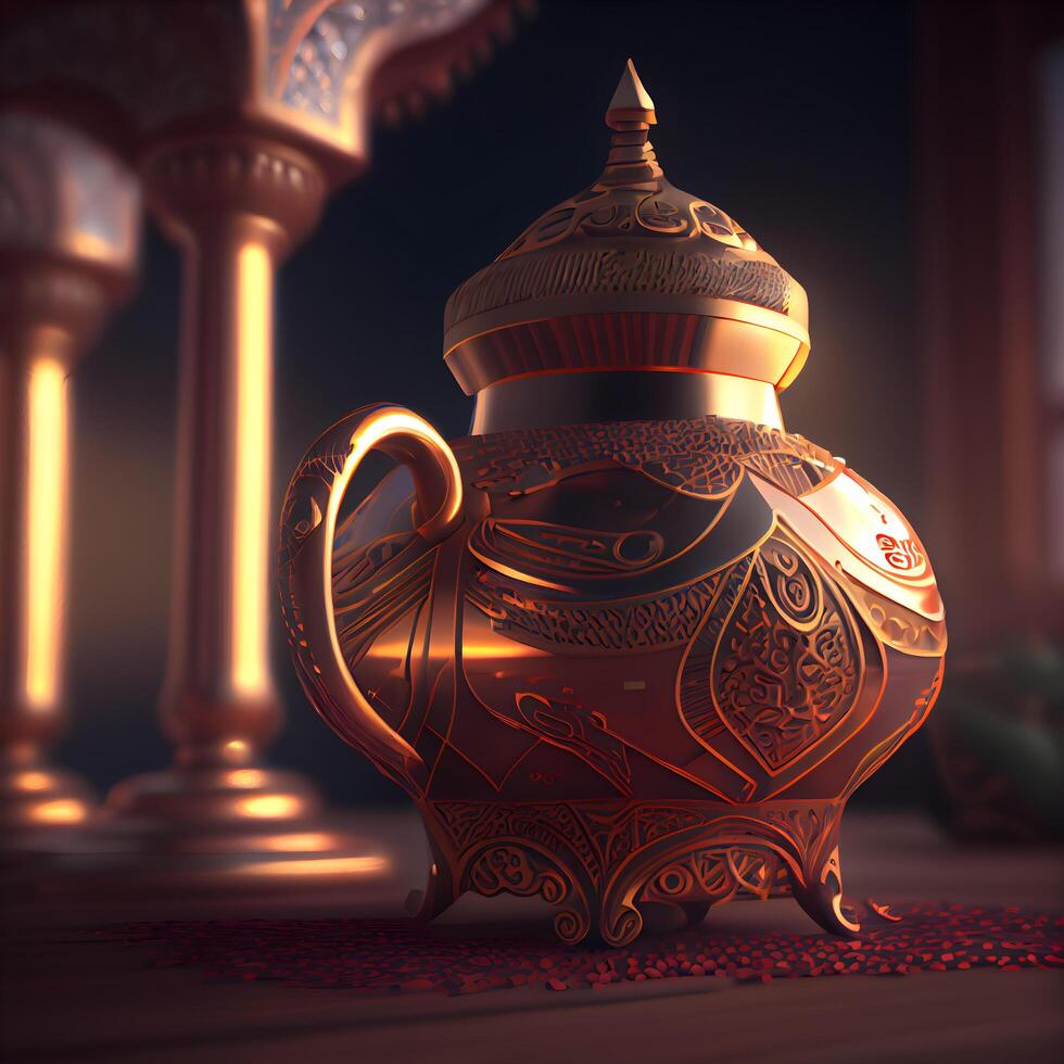 Ramadã kareem conceito. islâmico fundo. 3d Renderização., ai generativo imagem foto