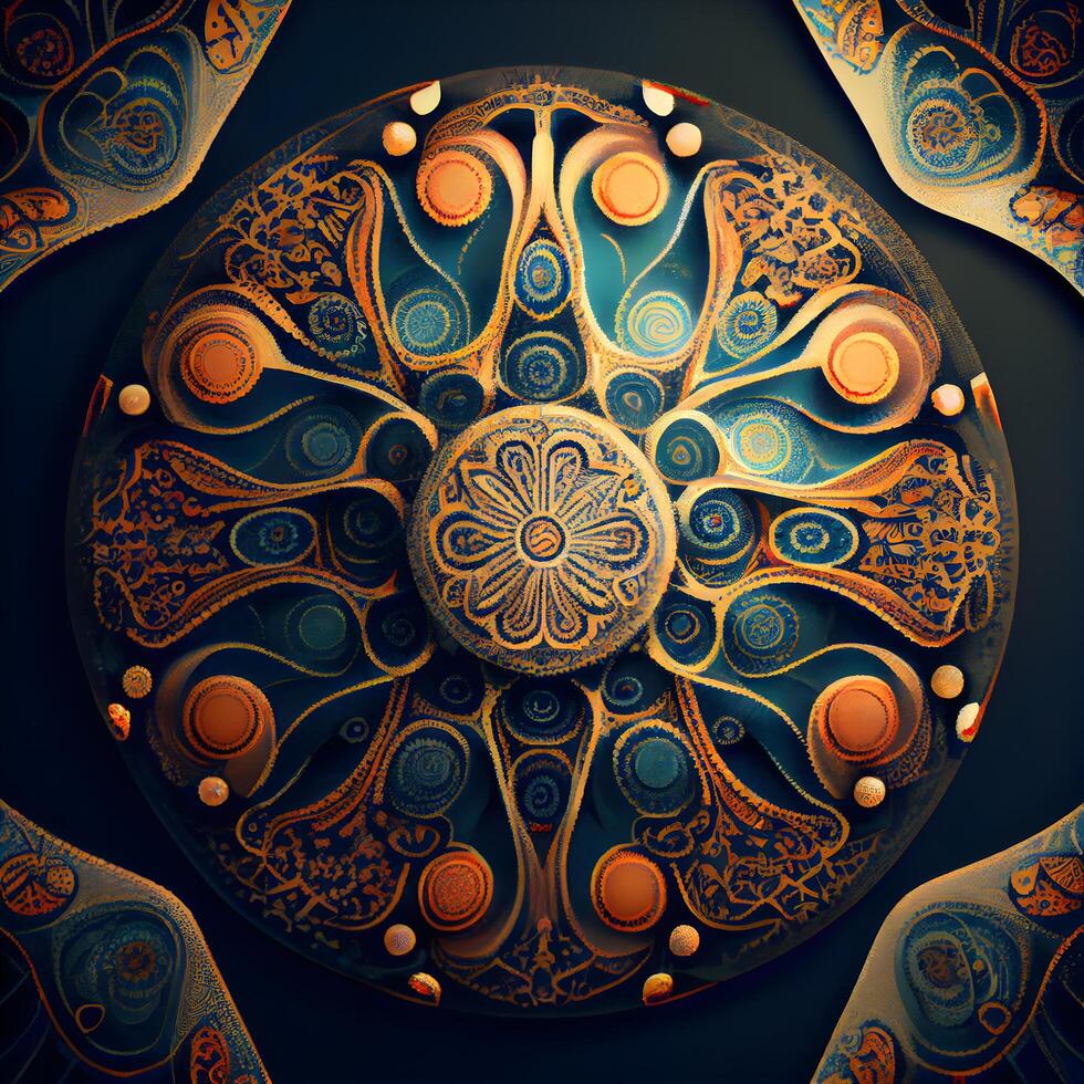 3d surreal ilustração. sagrado geometria. misterioso psicodélico relaxamento padronizar. fractal abstrato textura. digital obra de arte gráfico astrologia Magia, ai generativo imagem foto