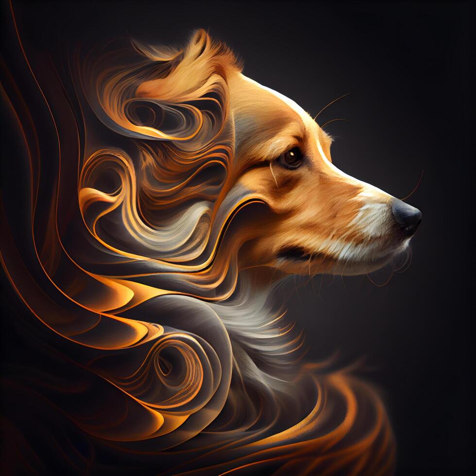 retrato do uma lindo cachorro com grandes cabelo. ilustração., ai generativo imagem foto
