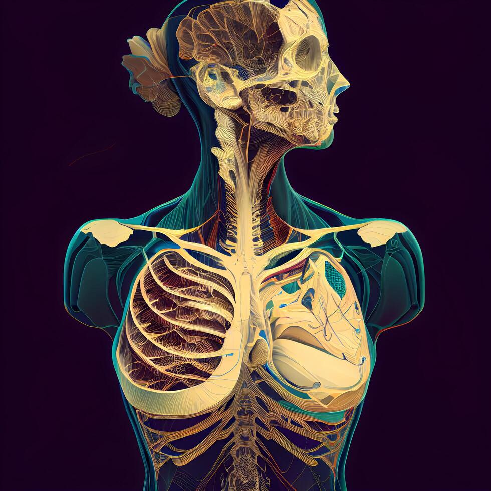 humano esqueleto anatomia. anatomia do a humano corpo. 3d ilustração., ai generativo imagem foto