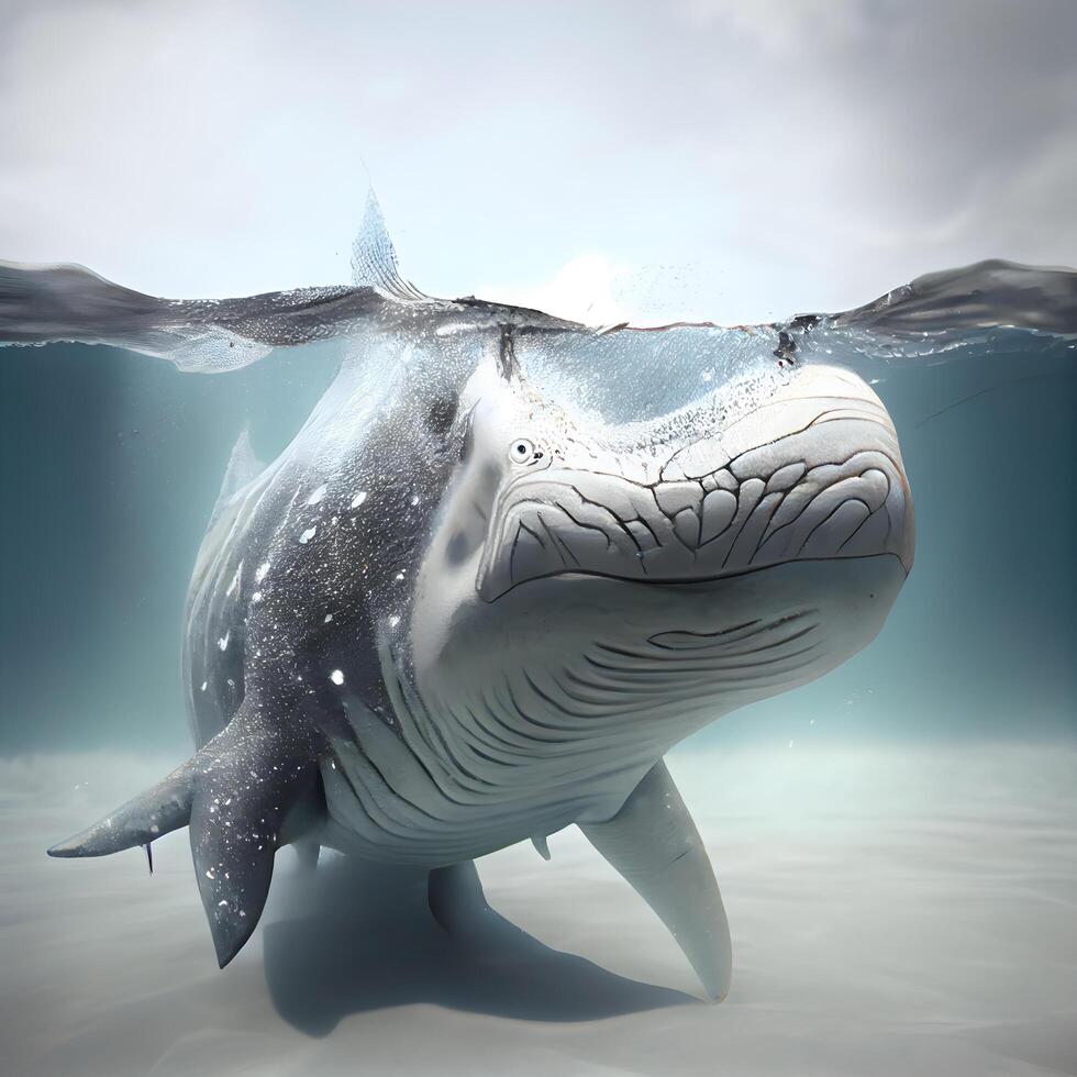 baleia Tubarão dentro a oceano. 3d renderizar. conceptual ilustração., ai generativo imagem foto