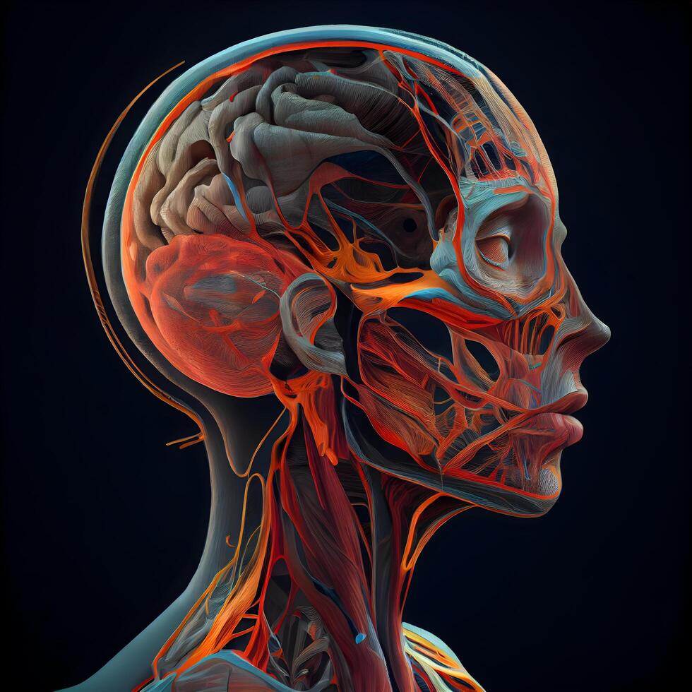 humano cérebro anatomia para médico conceito 3d ilustração projeto., ai generativo imagem foto