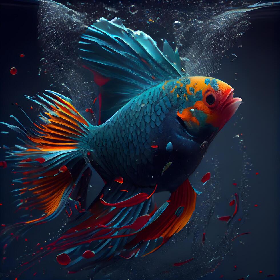 lindo brigando peixe dentro aquário. colorida peixe. 3d Renderização foto