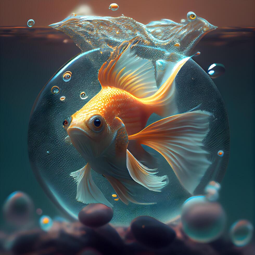 peixinho natação dentro aquário. 3d ilustração. fechar acima. foto