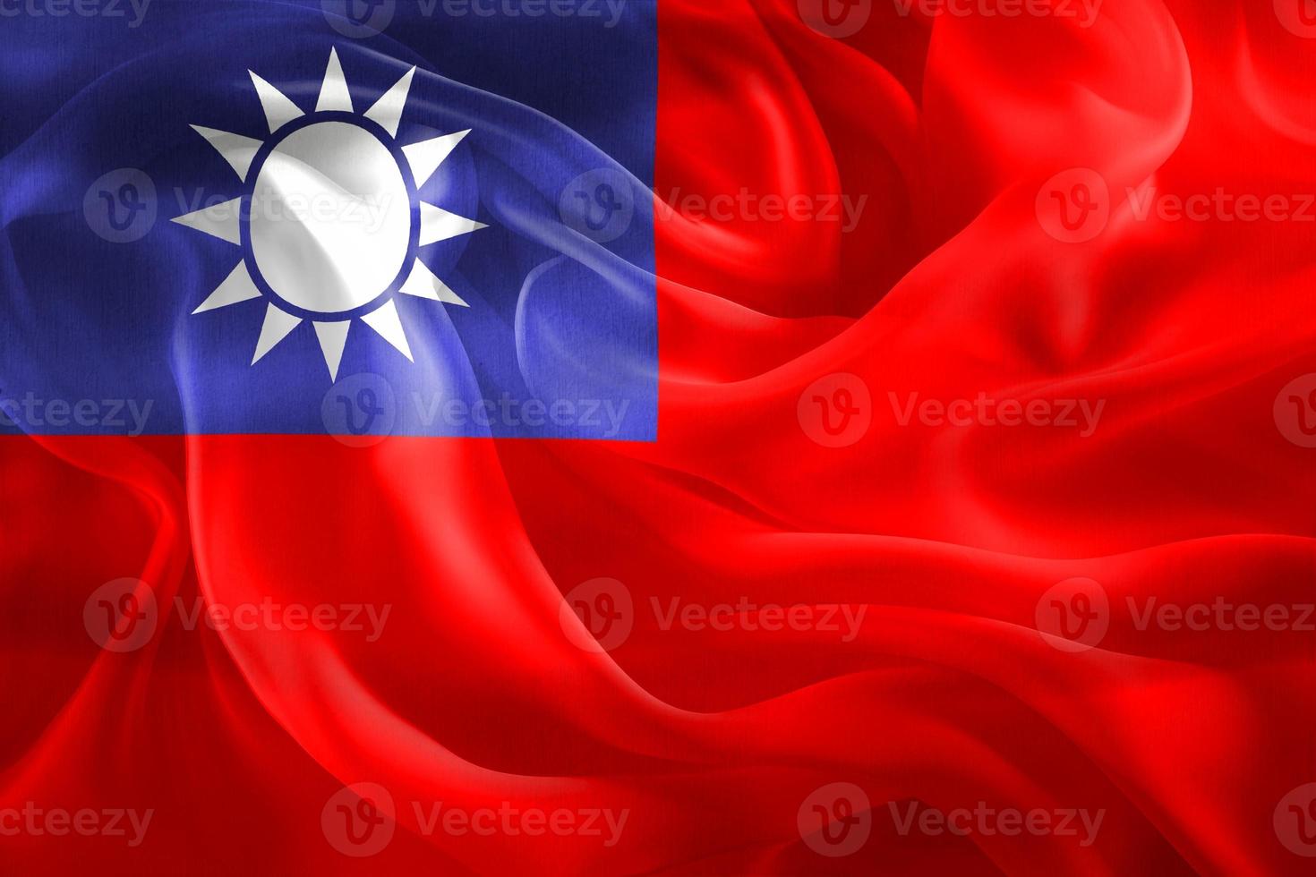 ilustração 3D de uma bandeira de taiwan - bandeira de tecido acenando realista foto