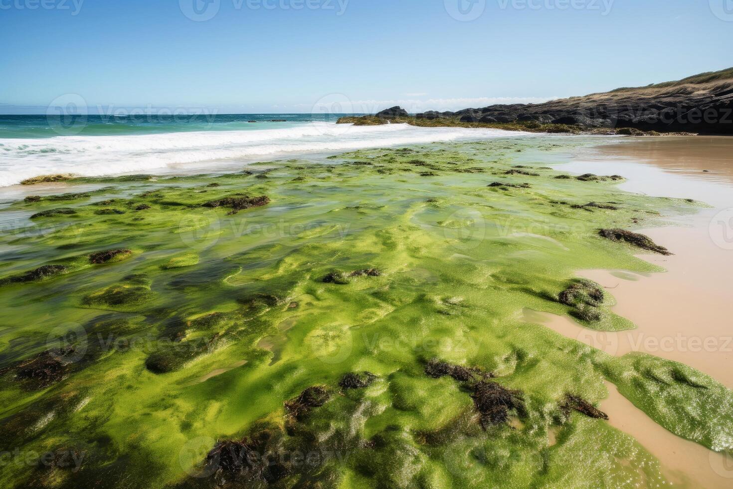 uma praga do algas em uma lindo de praia criada com generativo ai tecnologia. foto