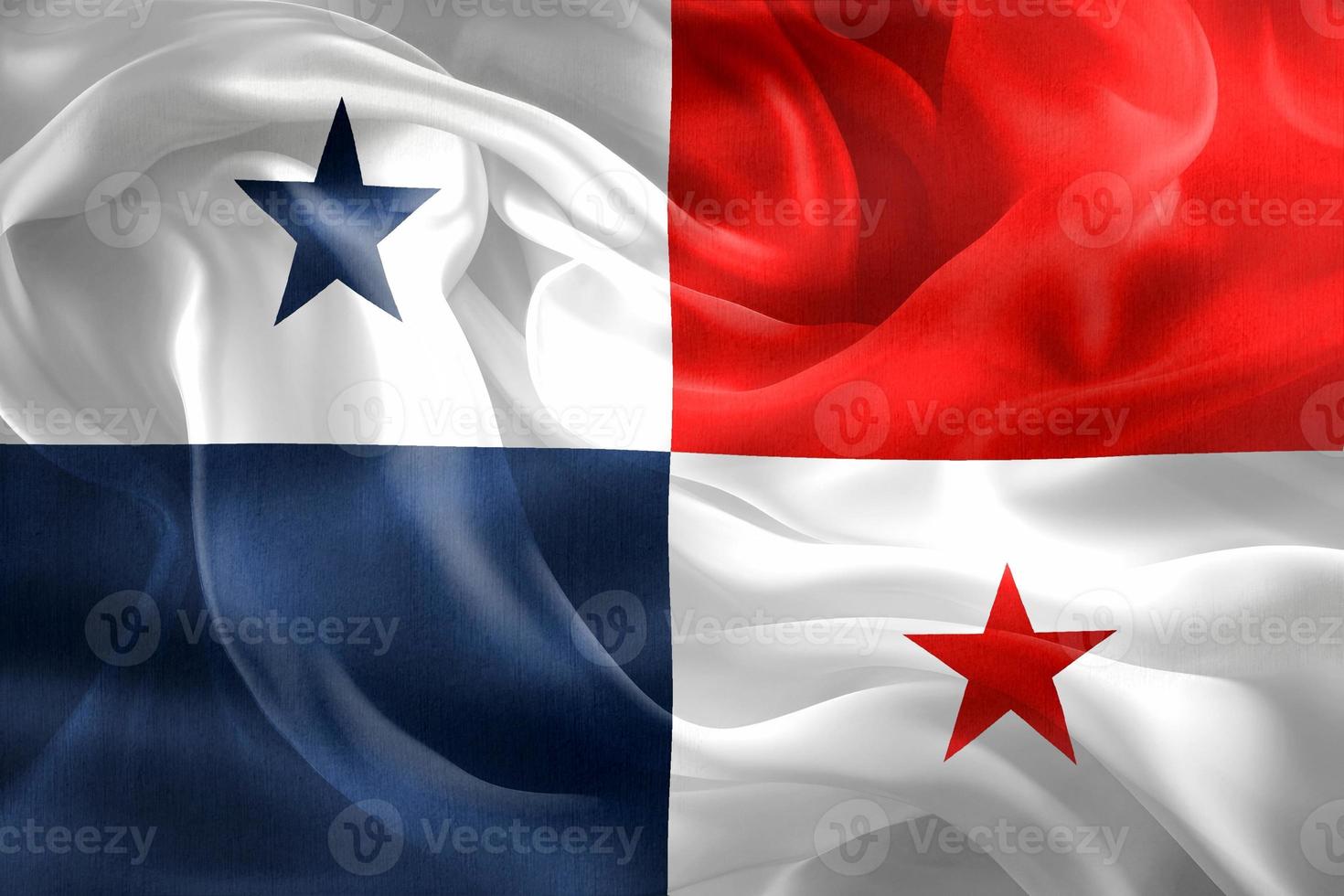 ilustração 3D de uma bandeira do panamá - bandeira de tecido acenando realista foto