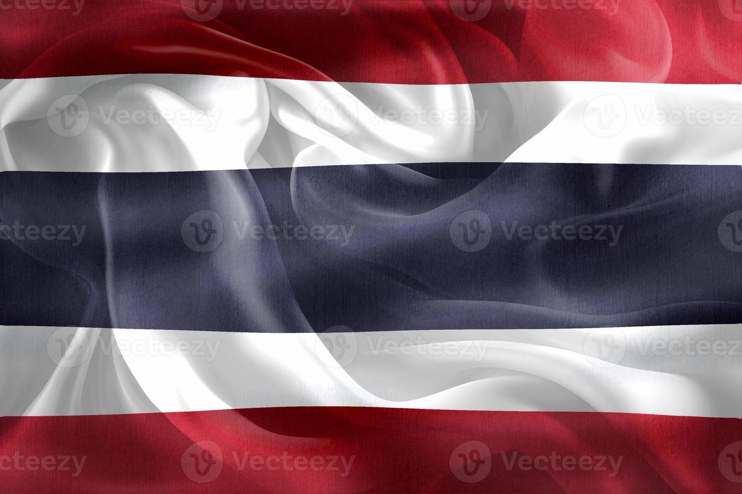 ilustração 3D de uma bandeira da Tailândia - bandeira de tecido acenando realista foto