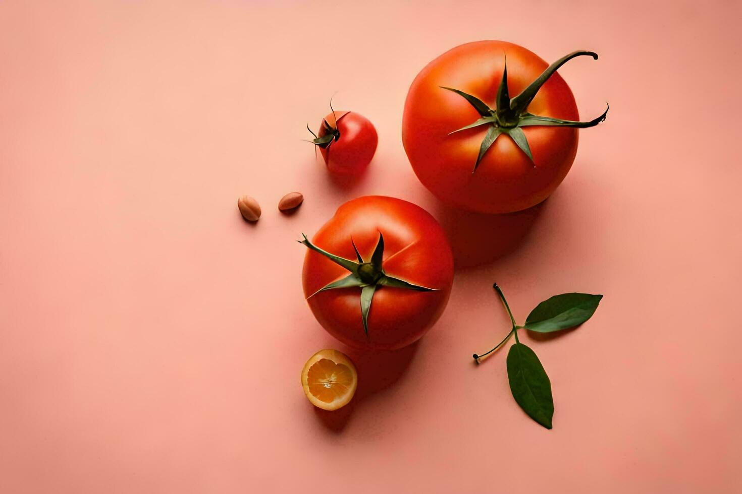 tomates em uma Rosa fundo. a conceito do saudável comendo ai gerar foto