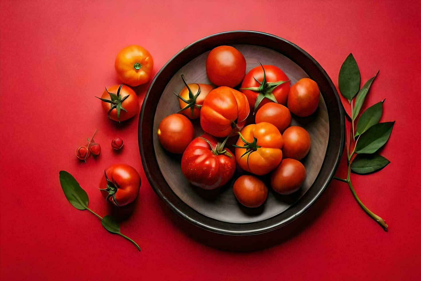 tomates em uma Rosa fundo. a conceito do saudável comendo ai gerar foto