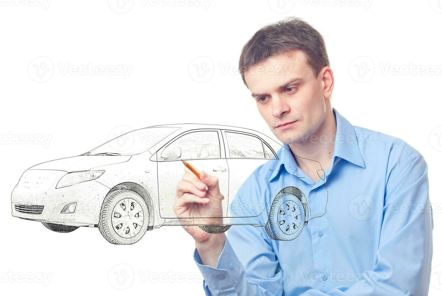 homens desenhando uma carro foto