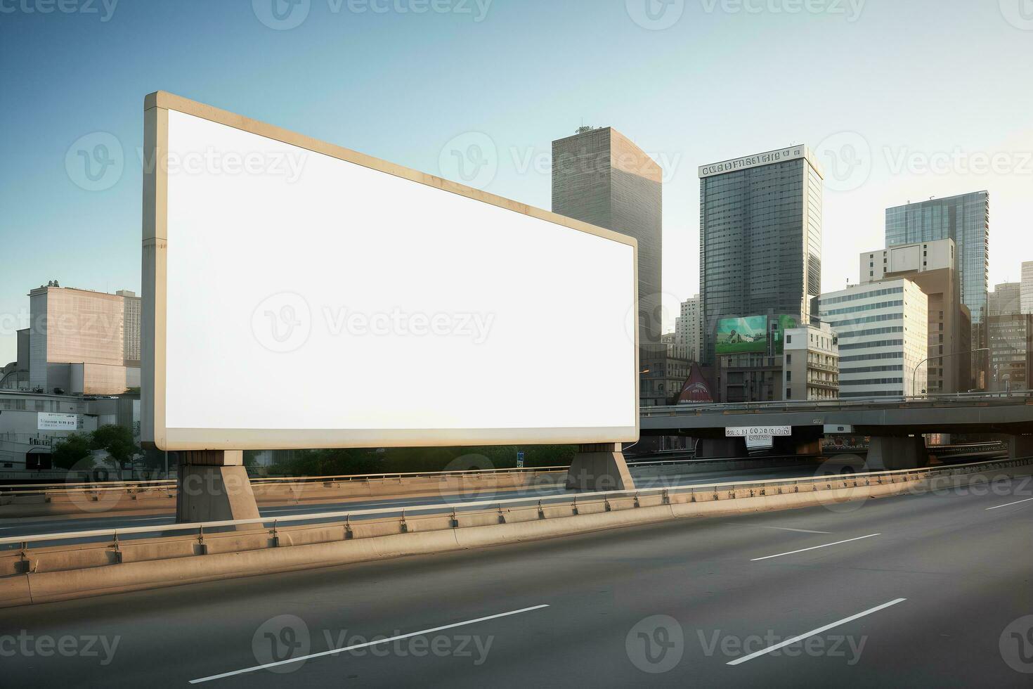 futurista cidade Painel publicitário crio uma em branco tela de pintura para seu Próximo publicidade campanha foto