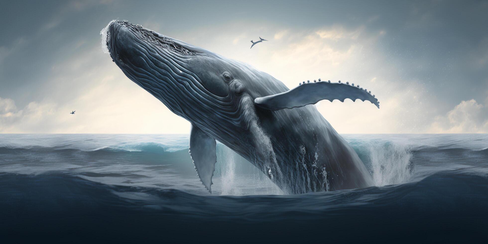 a baleia é pulando a partir de a mar com ai gerado. foto