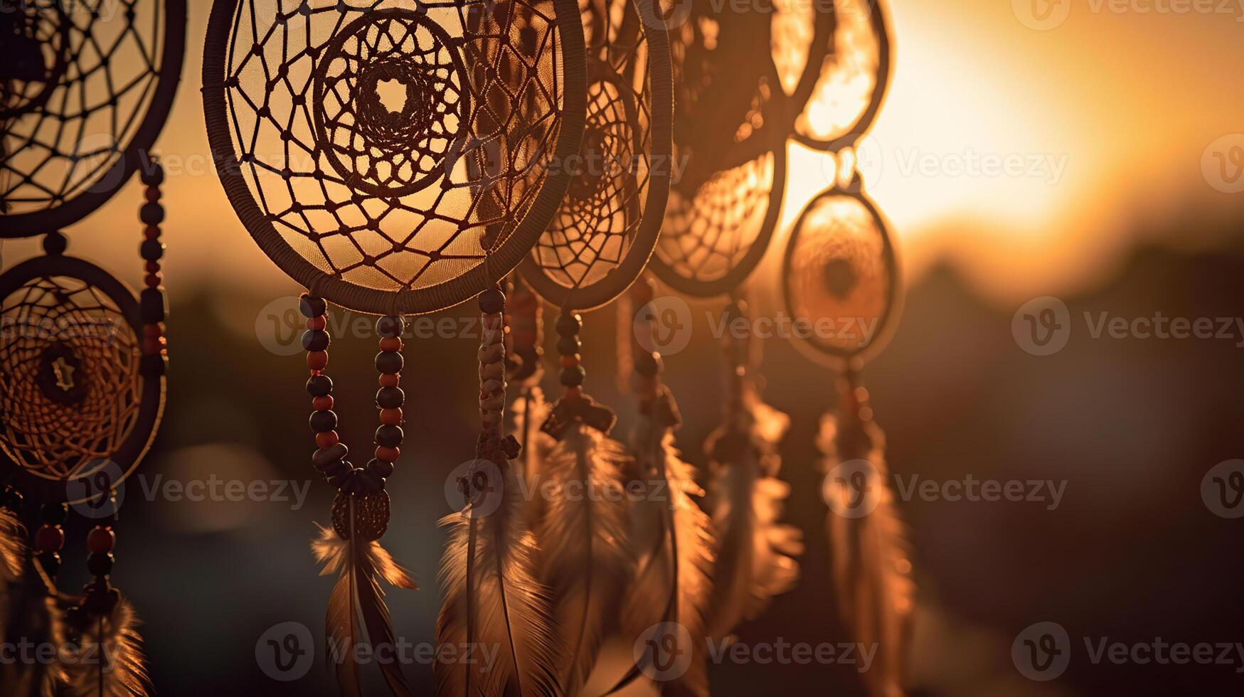 Sonhe Apanhador em a pôr do sol fundo, generativo ai foto