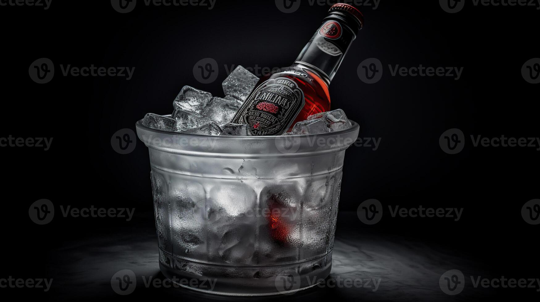 garrafas do frio e fresco vodka com gelo isolado, generativo ai foto