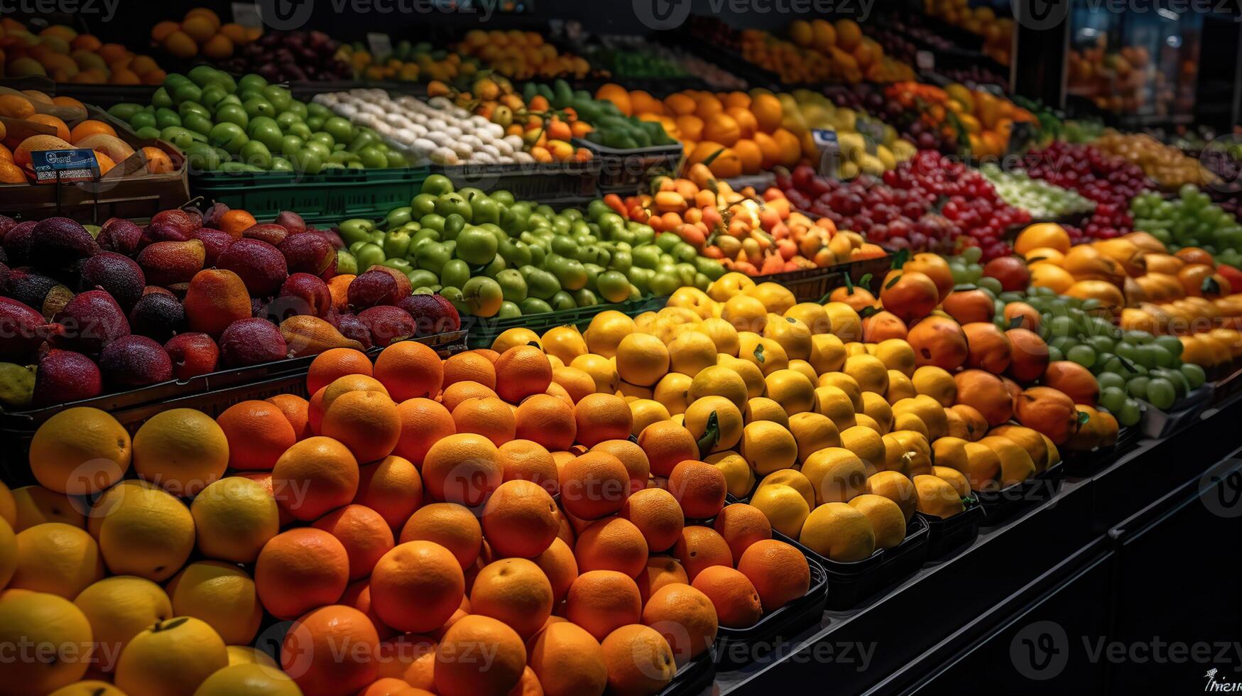 frutas dentro supermercado, generativo ai foto