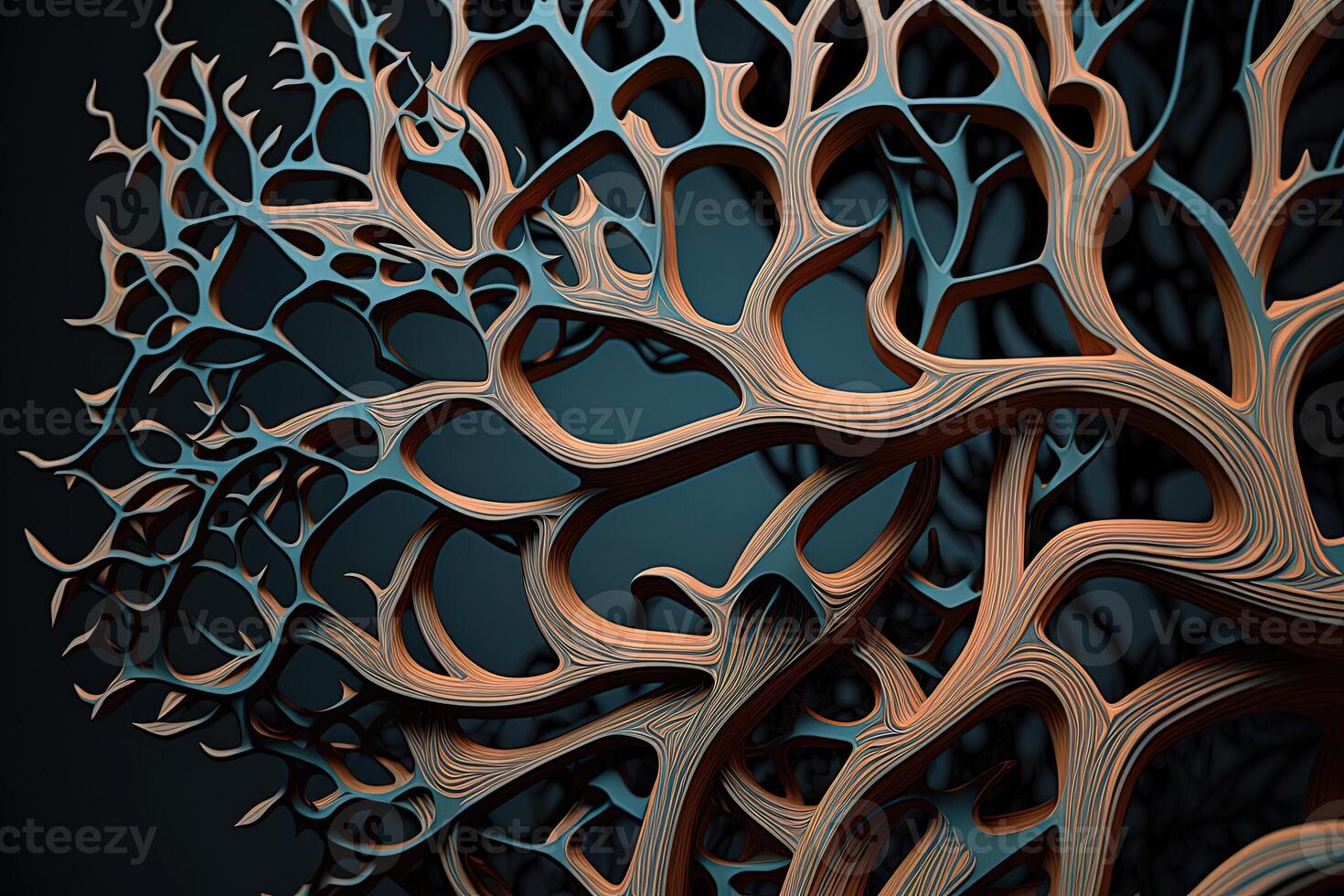 abstrato intrincado entrelaçados madeira galhos criada com generativo ai tecnologia. encantado conto de fadas com entrelaçados árvore silhuetas. foto