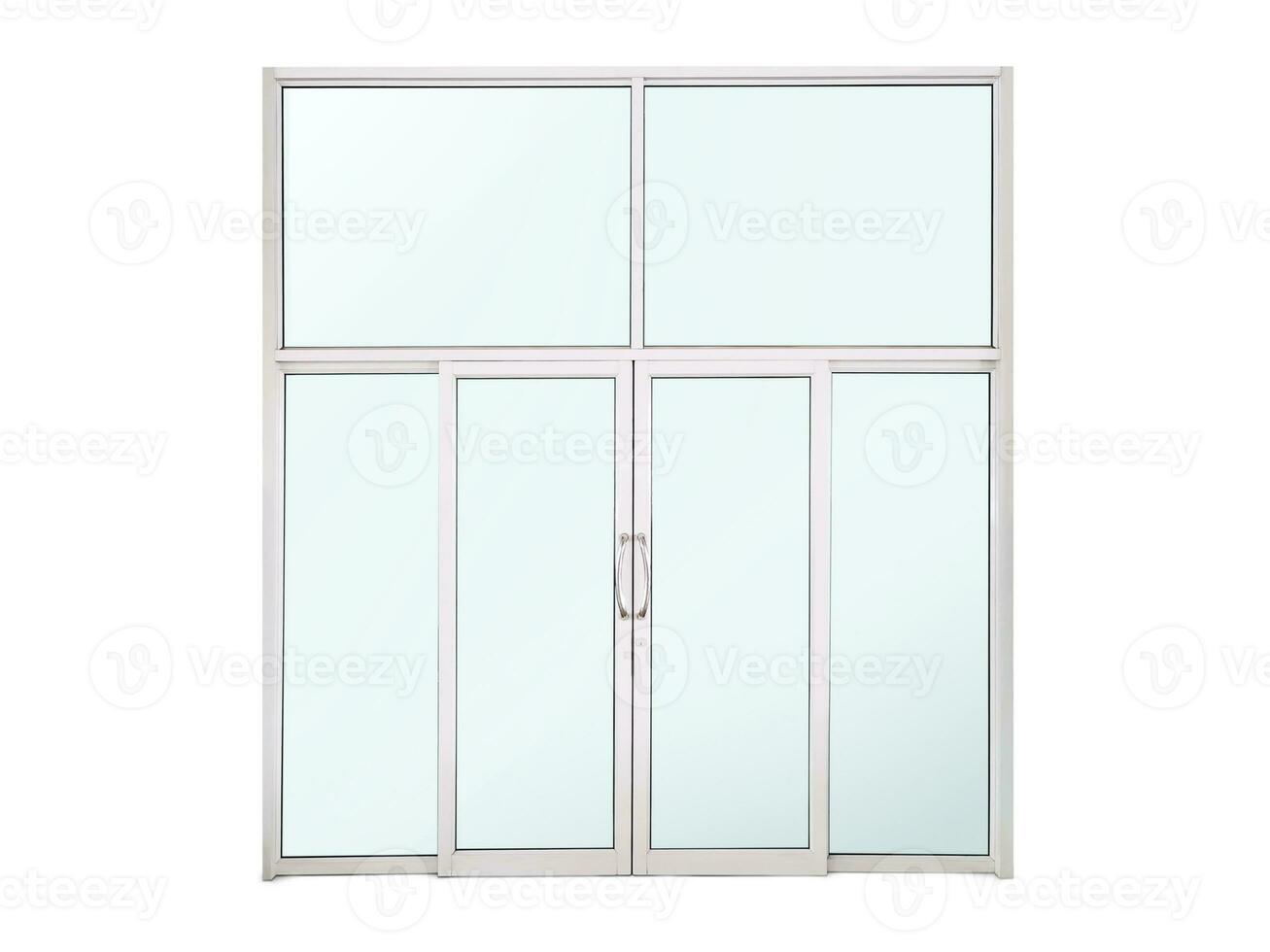 frente portas, vidro portas, alumínio portas do lojas e escritórios. isolado em branco fundo foto
