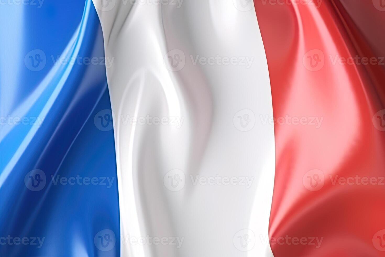 azul, branco e vermelho fundo, acenando a nacional bandeira do França, acenou uma altamente detalhado fechar-se. ai gerado foto