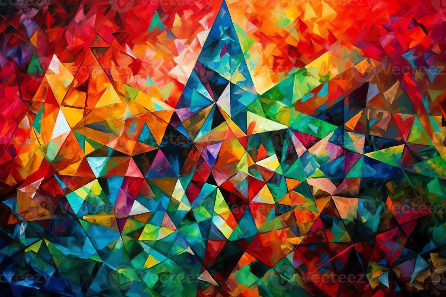 abstrato triângulo mosaico dentro negrito e brilhante cores. ai gerado foto