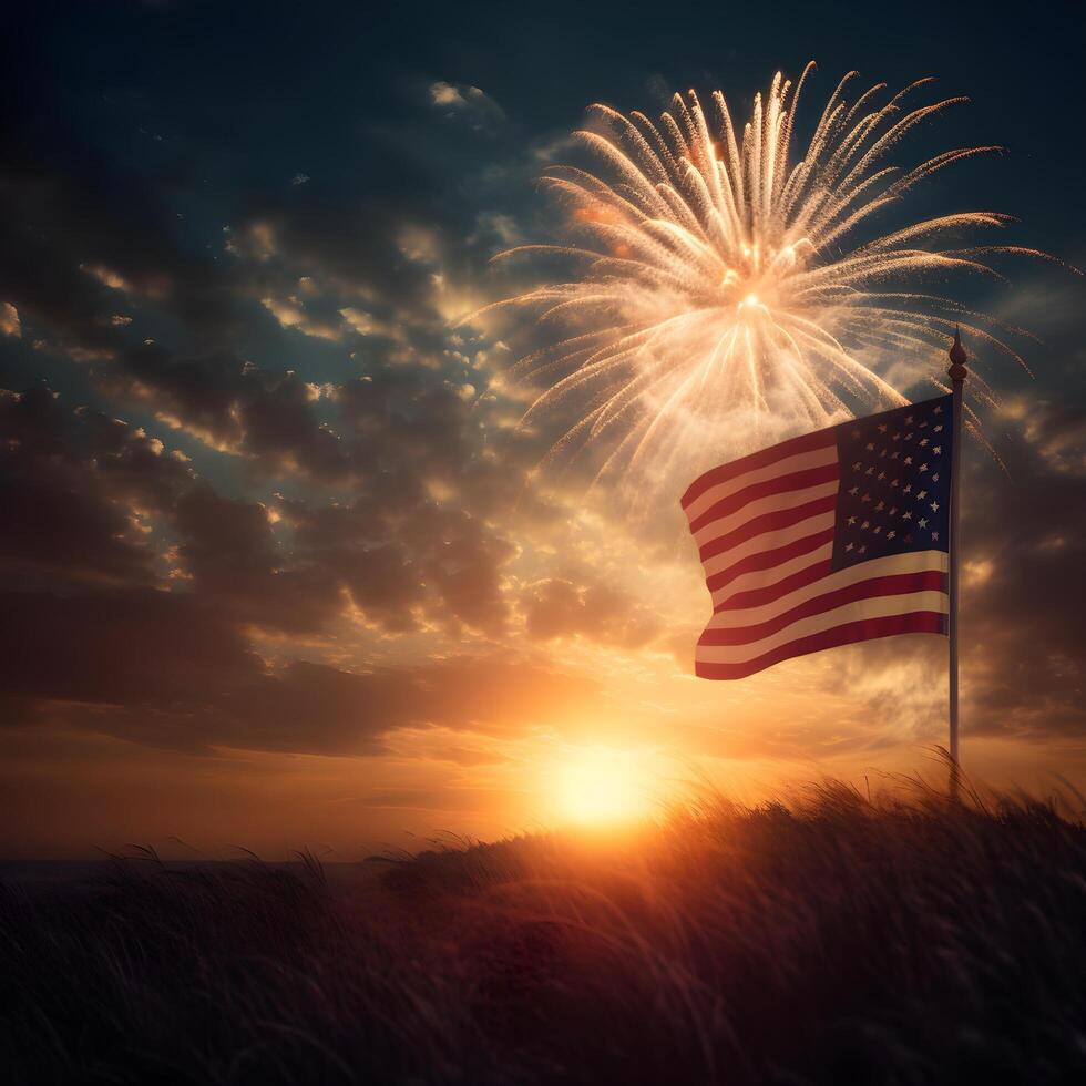 EUA americano independência dia fogos de artifício celebração imagem ai generativo foto