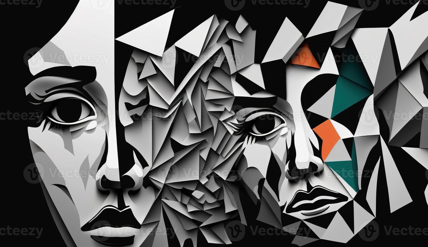 uma colagem do rostos representando a lutas do psicologia, depressão e estresse. generativo ai foto