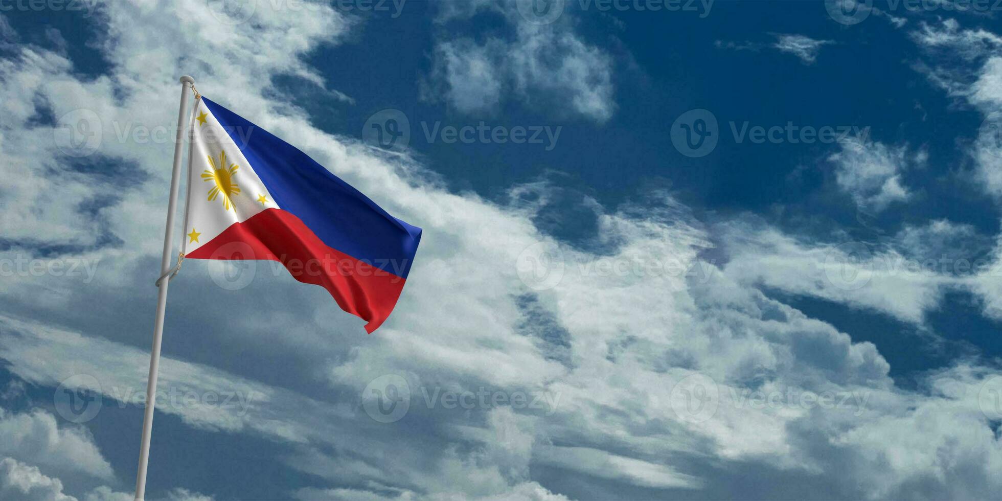filipino bandeira nação país vermelho branco azul azul céu fundo papel de parede cópia de espaço Ásia ícone Projeto Manila celebração festival independência liberdade filipino pessoa o negócio governo.3d render foto