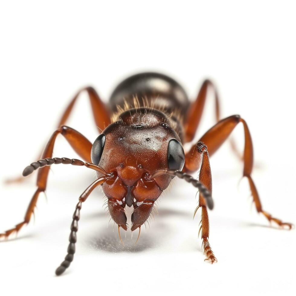 formiga fórmica rufa isolado em branco fundo, gerar ai foto