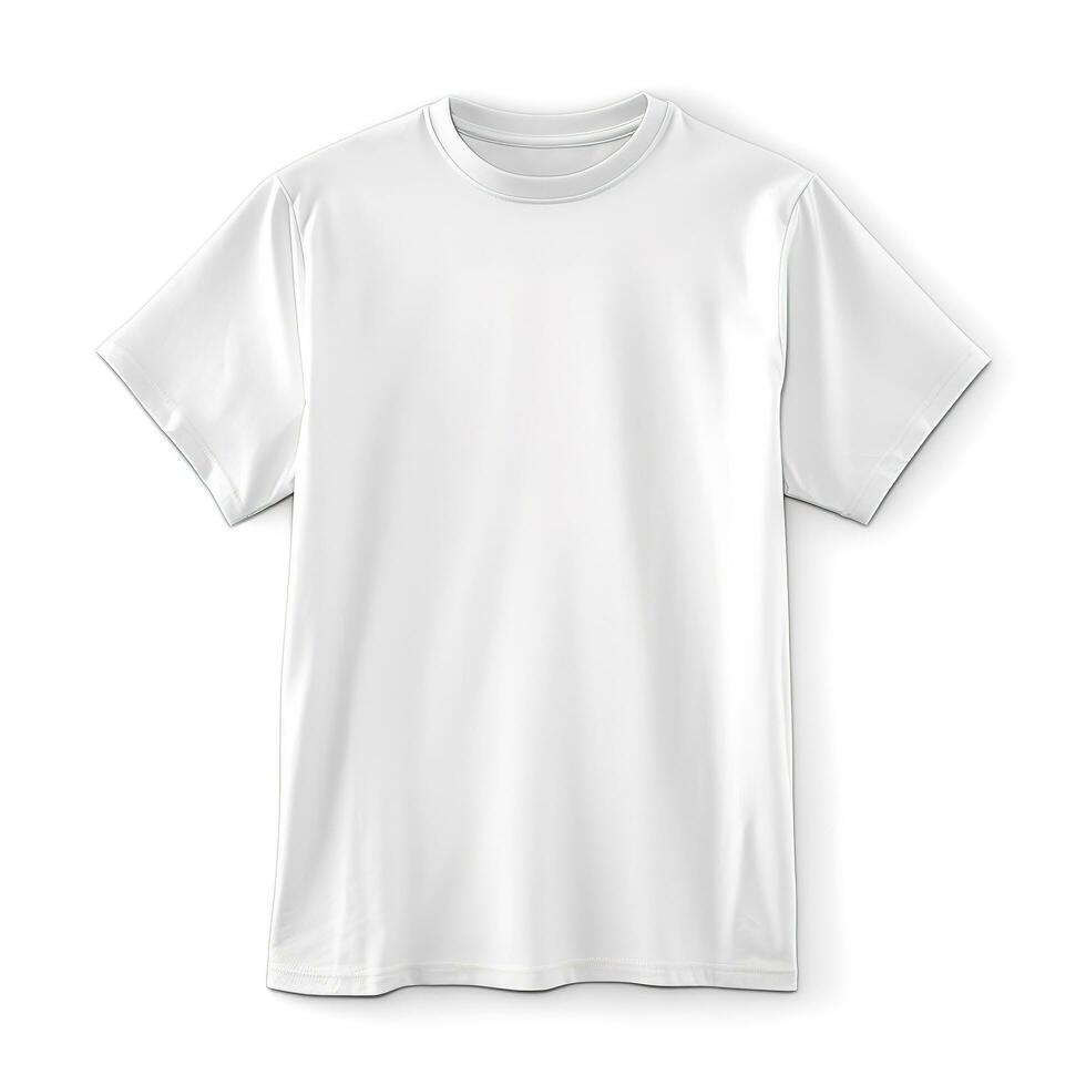 masculino branco em branco camiseta templat isolado em branco fundo, gerar ai foto