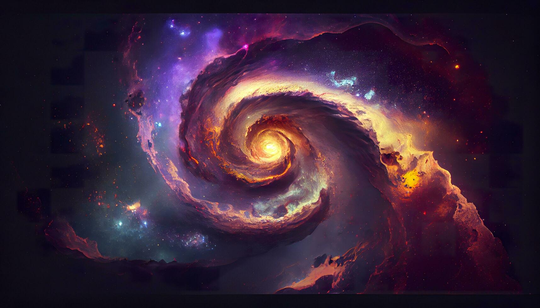 uma Visão a partir de espaço para uma espiral galáxia e estrelas. universo preenchidas com estrelas, nebulosa e galáxia,. elementos do isto imagem mobiliado de nasa, gerar ai foto