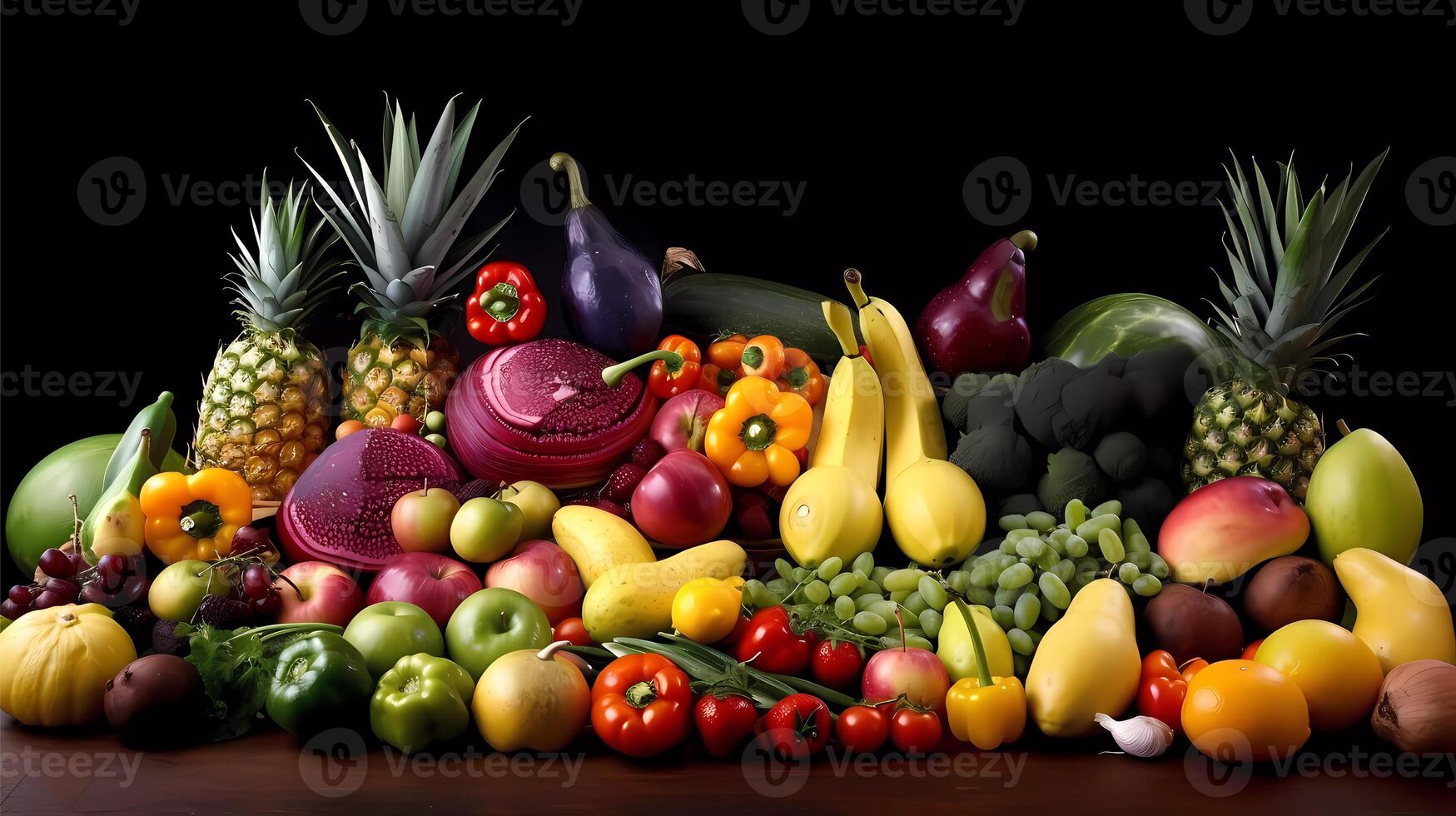 saúde Comida para ginástica conceito com imune impulsionando propriedades com fruta, vegetais, ervas, especiaria, grãos, e pulsos. Alto dentro antocianinas, antioxidantes, inteligente carboidratos, vitaminas generativo ai foto