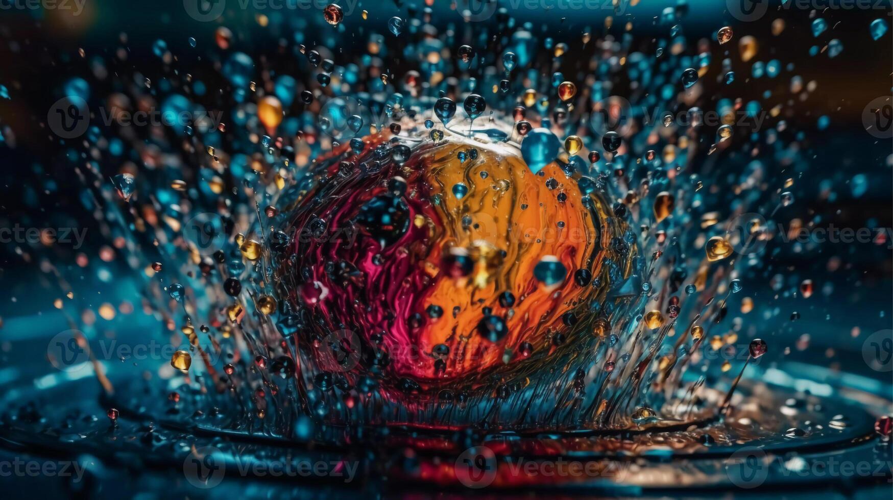 gotícula dança, água gotas dançando em a superfície do uma lagoa generativo ai foto