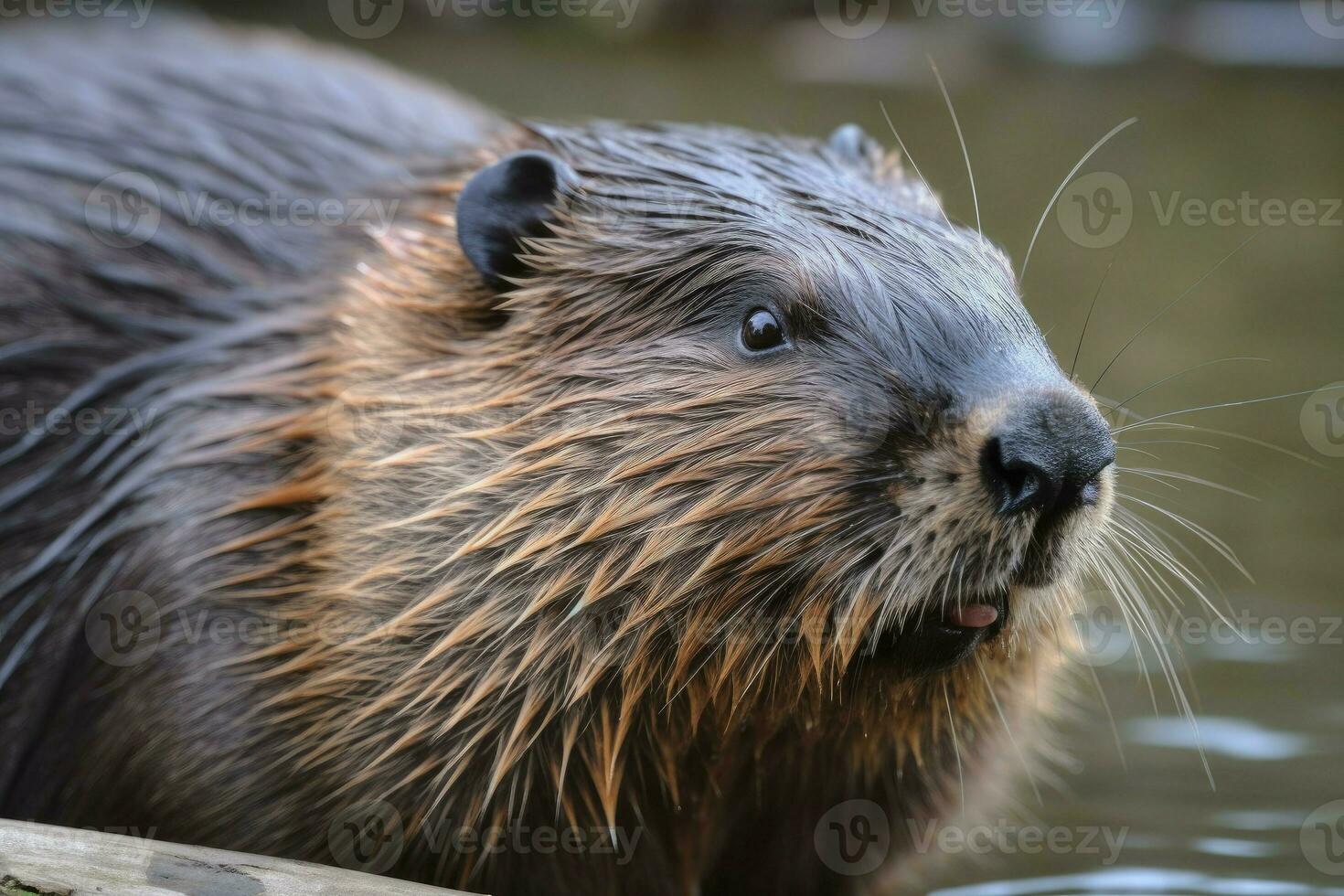 Castor rio animal selvagem. gerar ai foto