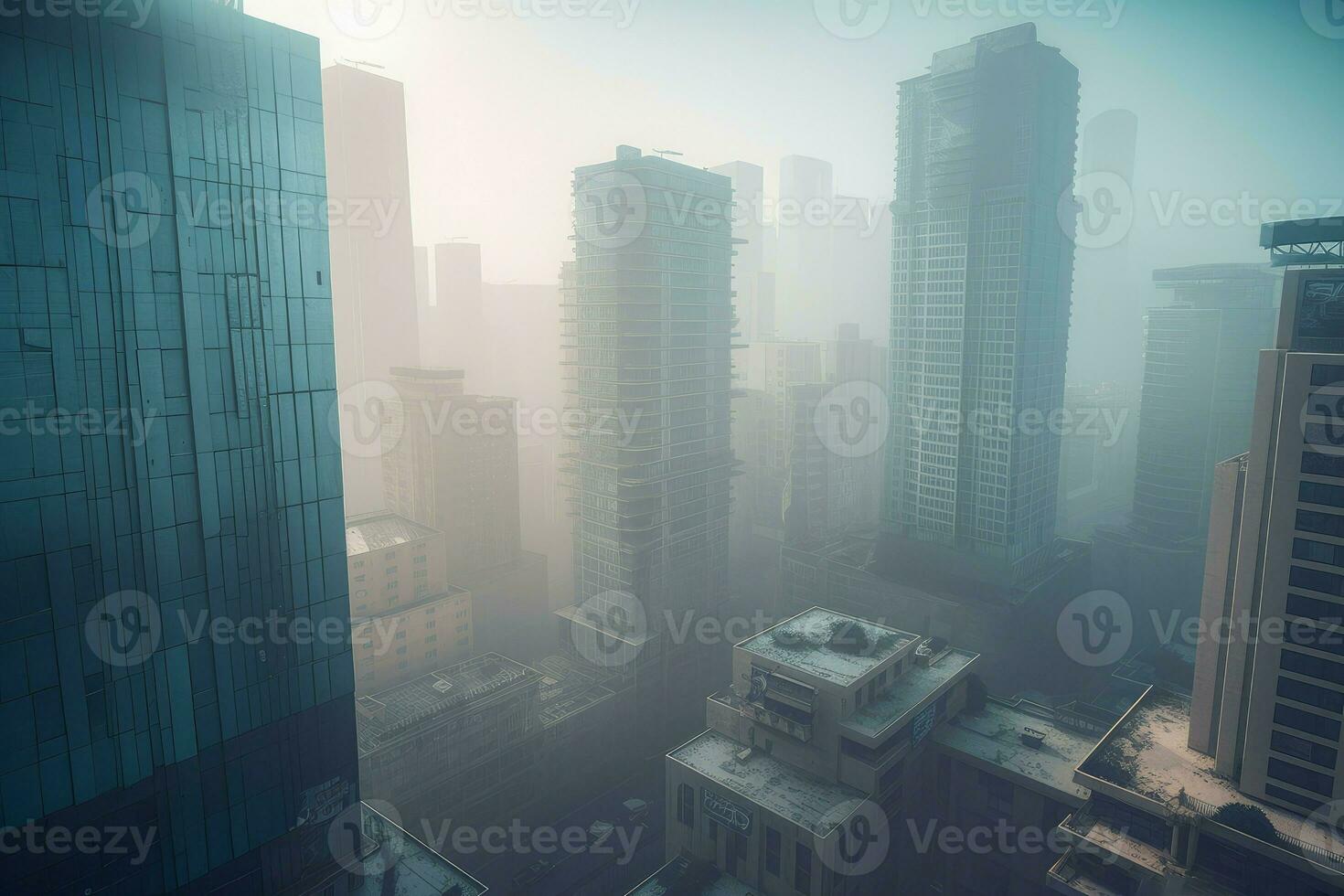 urbano arranha-céus névoa viagem. gerar ai foto