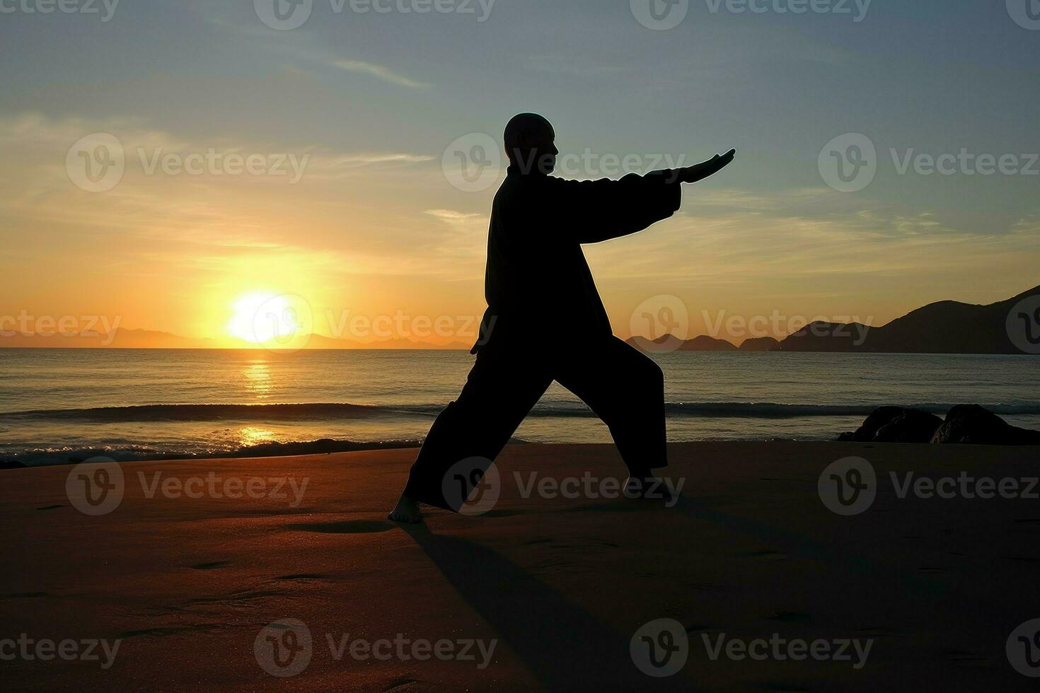 tai chi pôr do sol. gerar ai foto